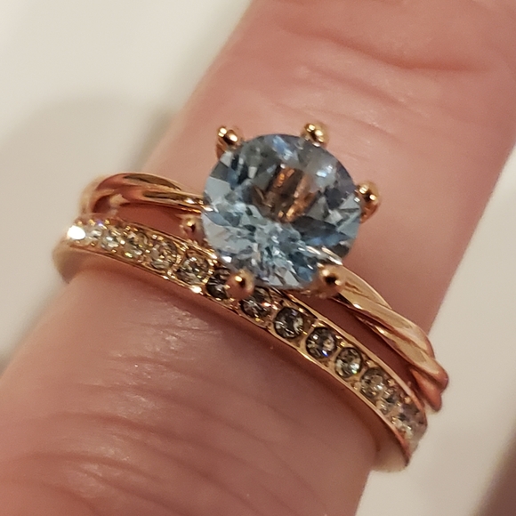 7&8, Topaz Ring, 1.3 ct 18K Rose Gold 925 Silver,  Genuine Blue Topaz. - Picture 6 of 15